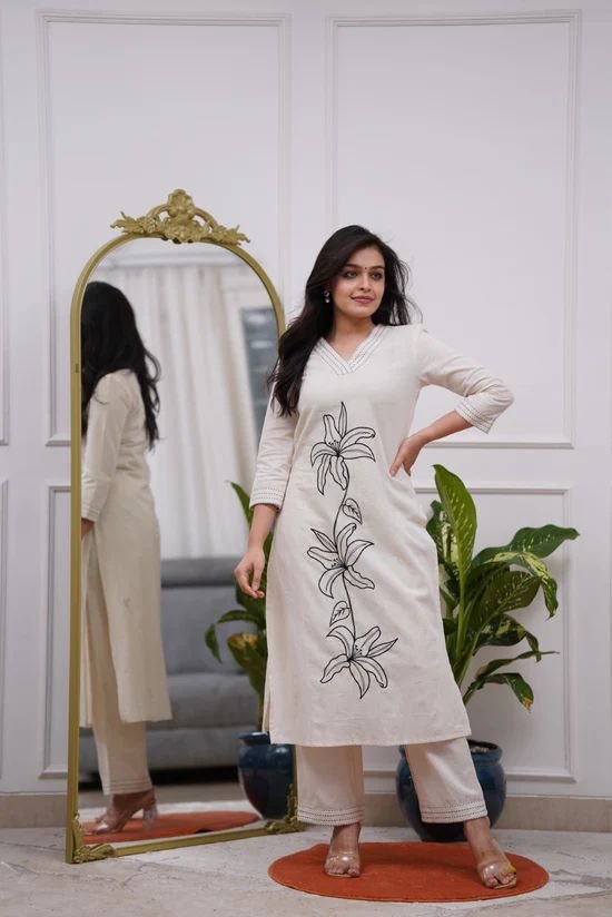 Cotton Embroidered Cord Set