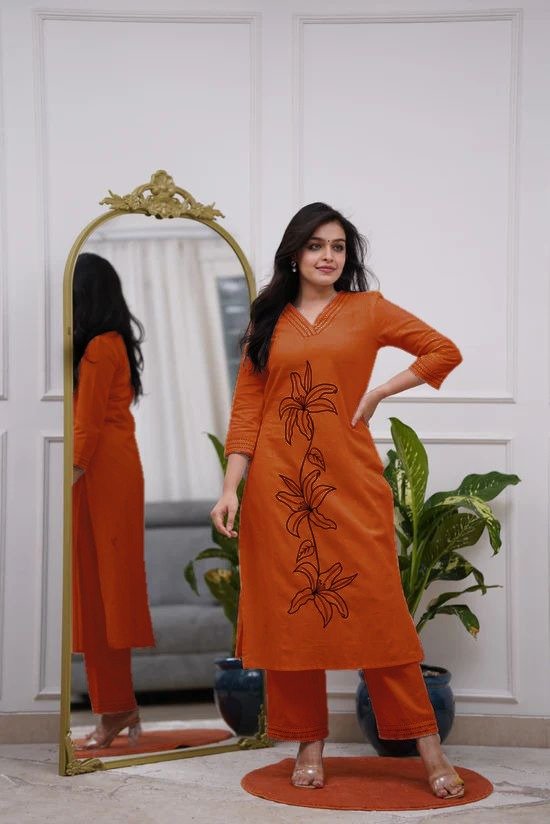 Cotton Embroidered Cord Set