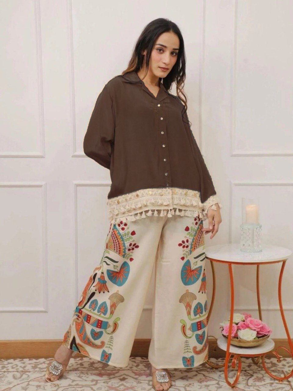 Cotton Embroidered Cord Set