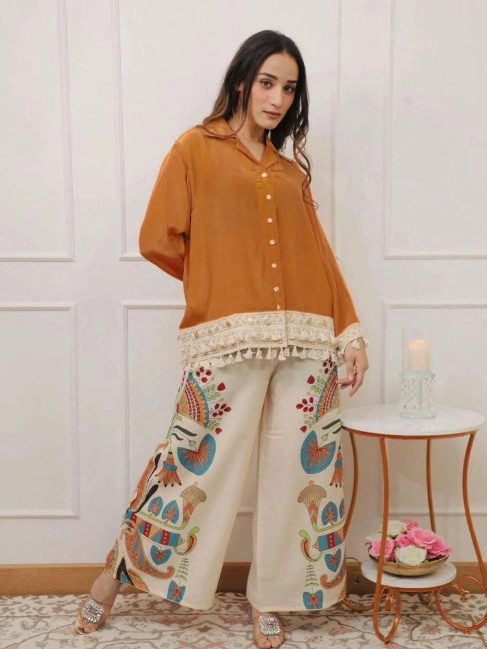 Cotton Embroidered Cord Set