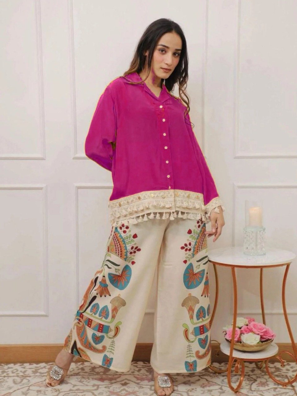 Cotton Embroidered Cord Set